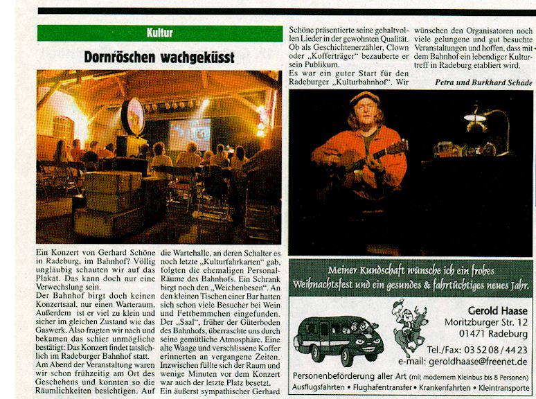 Presseartikel Radeburger Anzeiger vom 15.12.2006