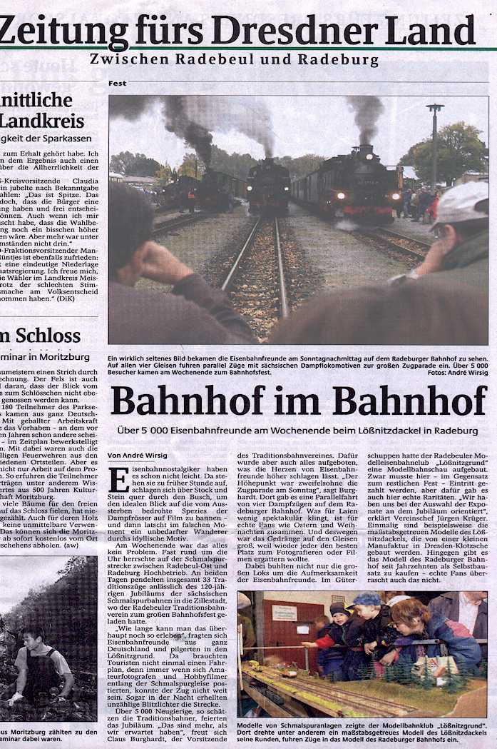 Presseartikel S�chsische Zeitung vom 22.10.2001