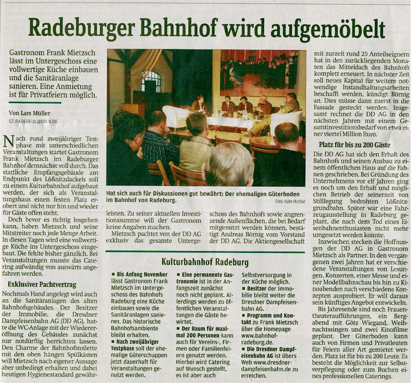 Presseartikel S�chsische Zeitung vom 28.10.2008