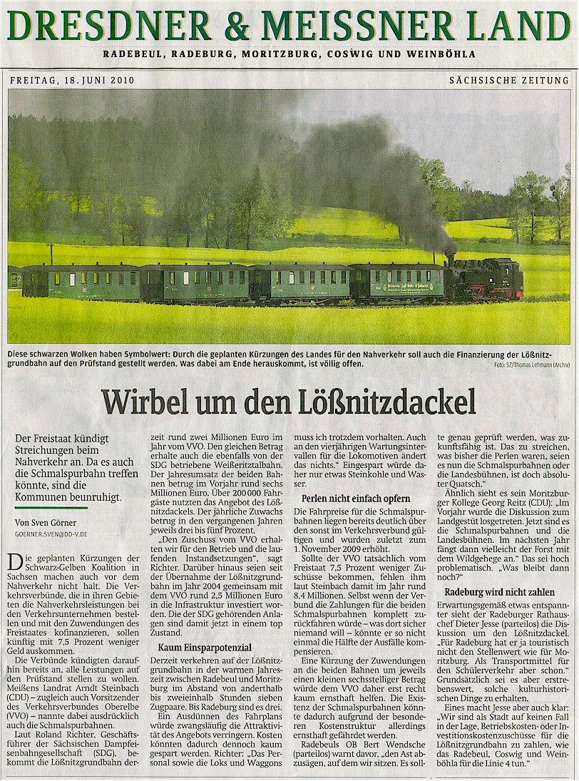Presseartikel S�chsische Zeitung vom 18.06.2010
